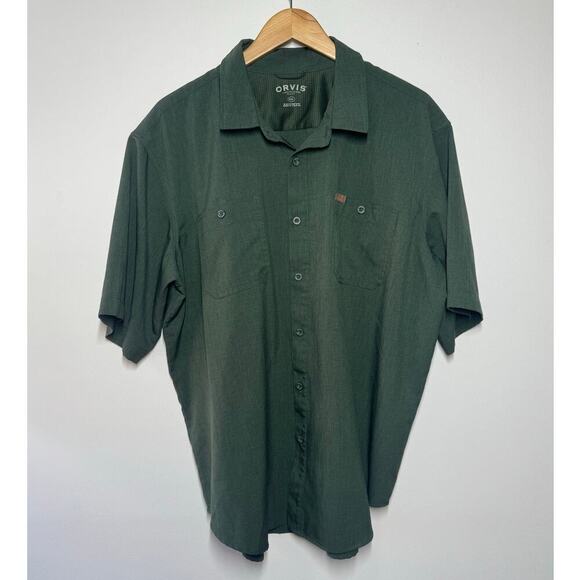 Orvis Shirt Men XXL Classic Button Down Hunter Green Short Sleeve Outdoor Active - Picture 3 of 10